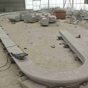 南昌 芝麻白花岗岩弧形花坛石，坐凳石