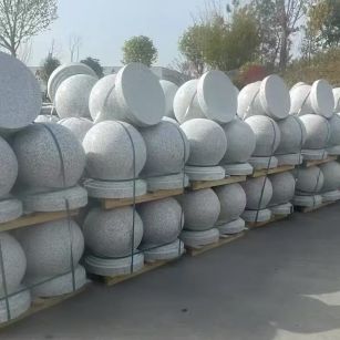 南昌 白麻花岗岩石材圆球，石球，挡车球，隔离球，景观石球，风水球等