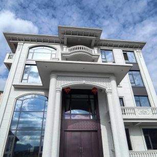 南昌白麻别墅外墙干挂石材效果示例