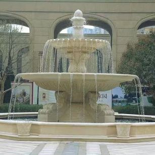 南昌 黄金麻花岗岩异型加工——户外庭院石雕流水喷泉