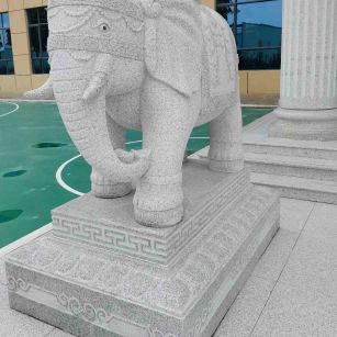 南昌 白麻花岗岩动物异形石雕-大象