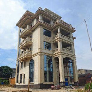 南昌 黄金麻花岗岩石材别墅外墙干挂搭配（雕花栏杆花瓶柱门楼罗马柱）