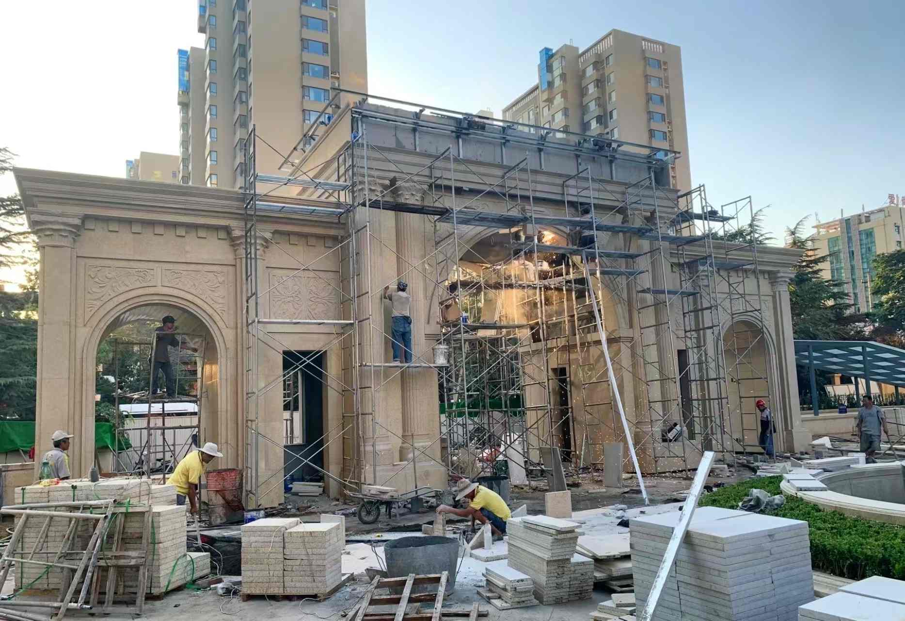 南昌 黄金麻荔枝面花岗岩小区门楼外墙干挂