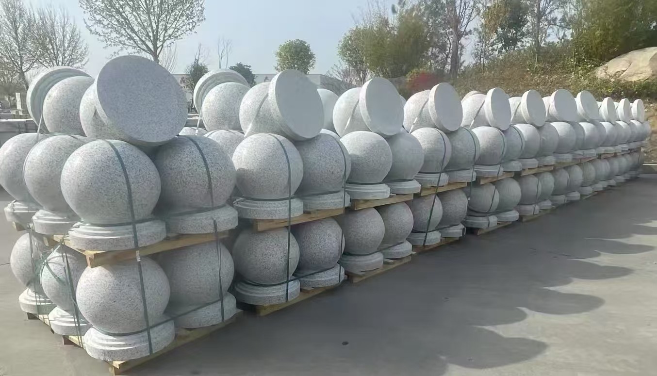 南昌 白麻花岗岩石材圆球，石球，挡车球，隔离球，景观石球，风水球等