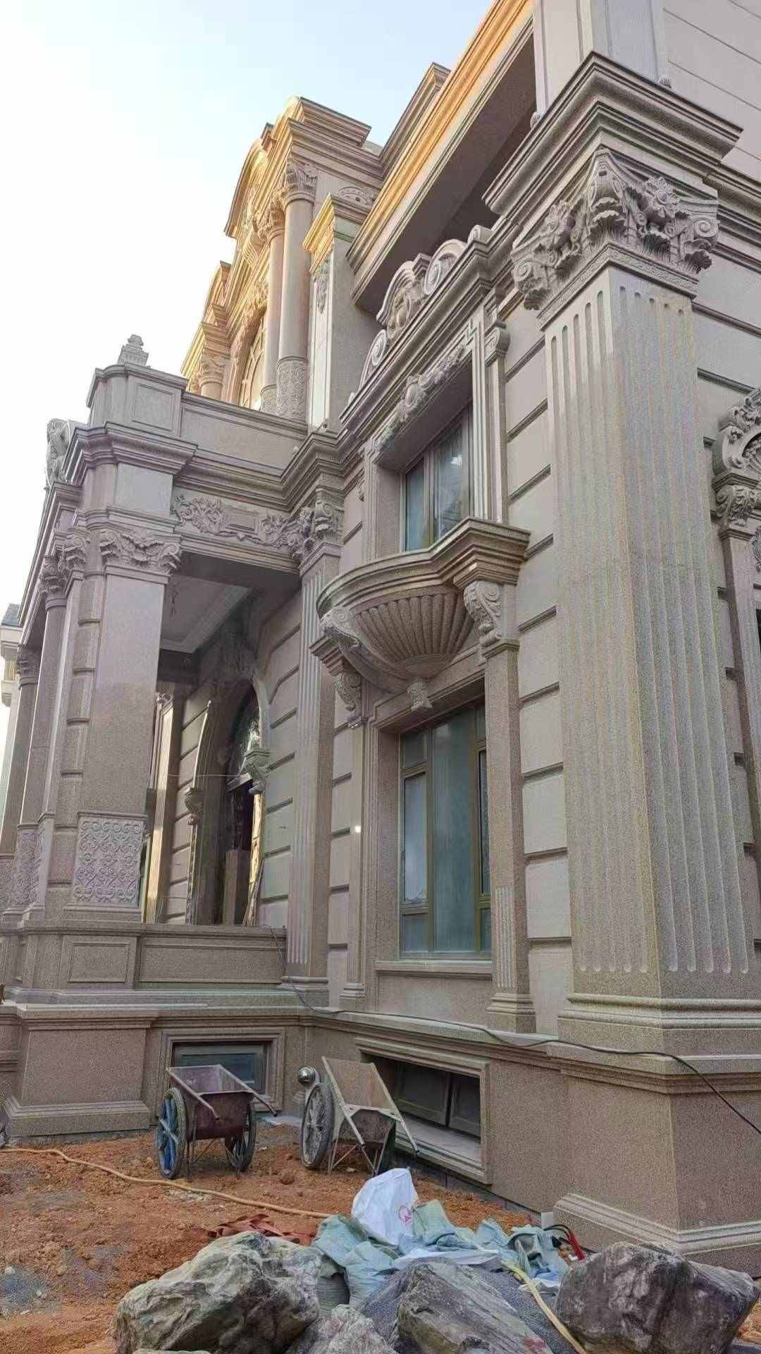 南昌 黄金麻花岗岩光面别墅外墙干挂施工完成